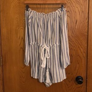 Blue & White Stripe Romper